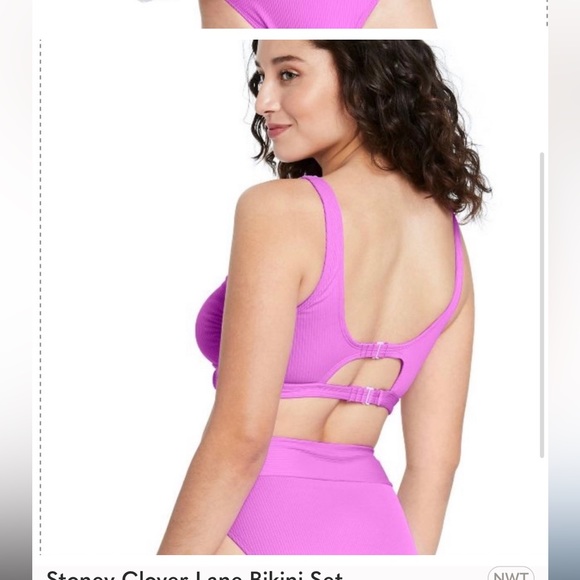 Stoney Clover Lane x Target High Waisted Ribbed Bikini Bottom Bright Purple - Picture 2 of 6